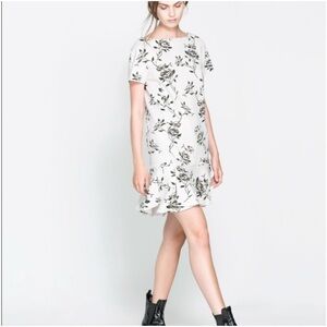Zara Black and White Floral Mini Dress